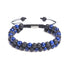 Handgefertigtes Perlenarmband mit schwarzem Lavastein und blauem Lapis – doppelte Reihe mit verstellbarem Band